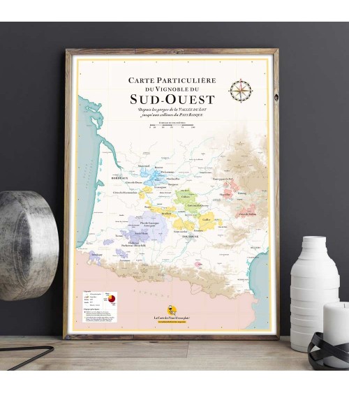 Affiche - Carte des vins Sud Ouest