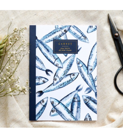 Carnet A5 Les Sardines - Bleu coquille