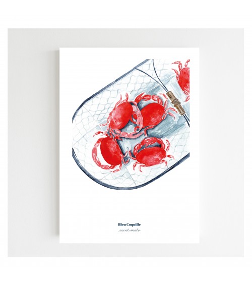 Affiche Le Panier de crabes A4 - Bleu coquille