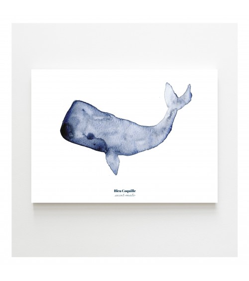 Affiche La Baleine A4 - Bleu coquille