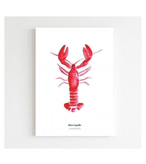 Affiche Le Homard Rouge A5 - Bleu Coquille