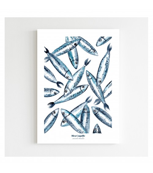 Affiche Les Sardines A5 - Bleu Coquille
